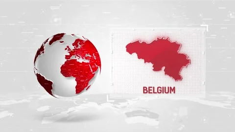 Belgium 4K Tech Map Beside Globe On White Background. Stock Footage 340465710
