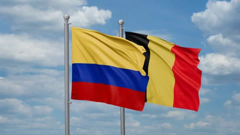 Belgium and Colombia flags Stock Footage 268845014