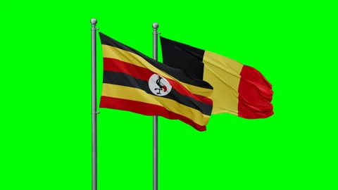 Belgium and Uganda flags Stock Footage 292823820