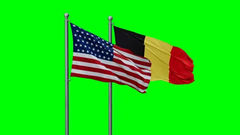 Belgium and USA flags Stock Footage 289670217