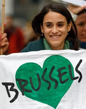Belgium Climate Protest - Oct 2015 Stock Photos