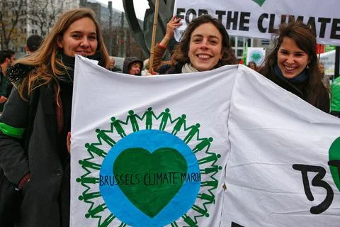 Belgium Climate Protest - Oct 2015 스톡 사진