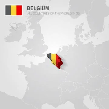 Belgium drawn on gray map. Stock Illustration