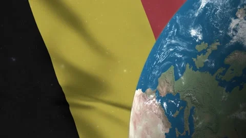 Belgium Flag and Belgium Map on Earth Globe 4K 库存影片 220774499