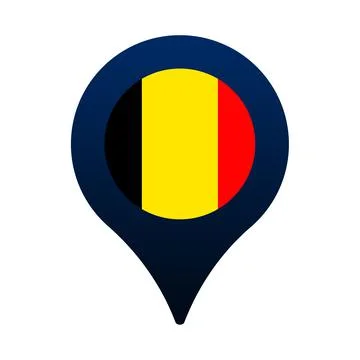 Belgium flag and map pointer icon. National flag location icon vector design, 스톡 일러스트