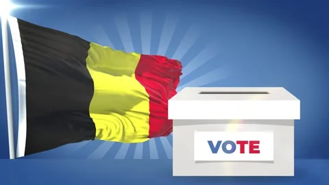 Belgium Flag and voting box general election 2024 Stock Footage 341170009