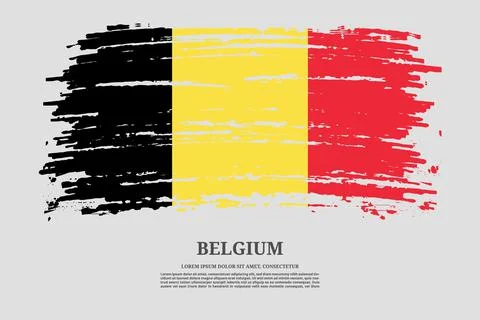 Belgium flag with brush stroke effect and information text poster, vector Illustrazione stock