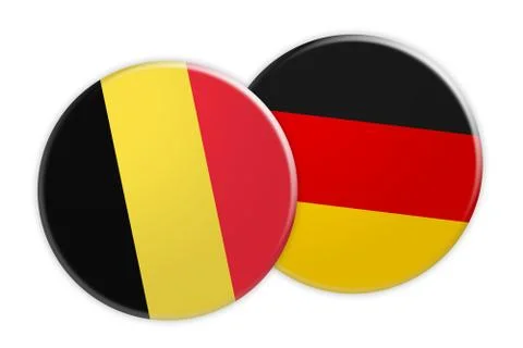 Belgium Flag Button On Germany Flag Button, 3d illustration on white background Illustrazione stock