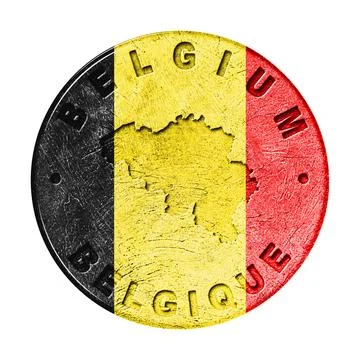 Belgium Flag Button with Map Stock Photos