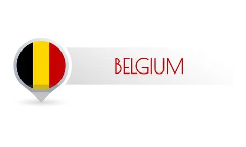 Belgium flag. Circle flag button in the map marker shape. Belgian country icon Stock Illustration