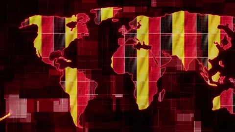 Belgium flag earth map glowing technology motion news background Stock Footage 264590164