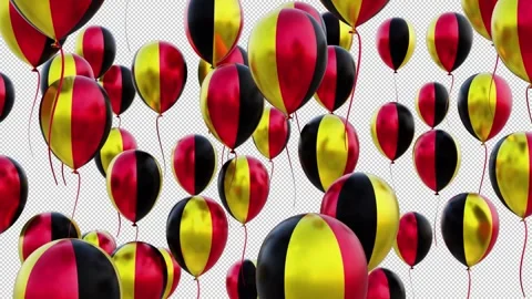 Belgium Flag On The Flying Balloons Stock Footage 314647541