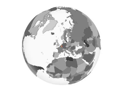 Belgium with flag on globe isolated Stock Illustration