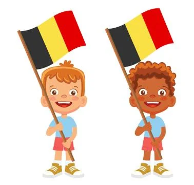 Belgium flag in hand set Stock Illustration