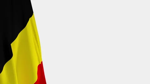 Belgium Flag on Left Side, Waving National Symbol with Copy Space 스톡 동영상 333501206