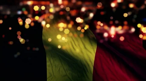 Belgium Flag Light Night Bokeh Abstract Loop Animation 4K Stock Footage 47521015