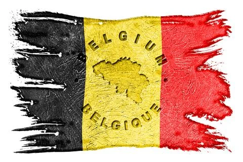 Belgium Flag with Map Brush Stroke Stock Photos