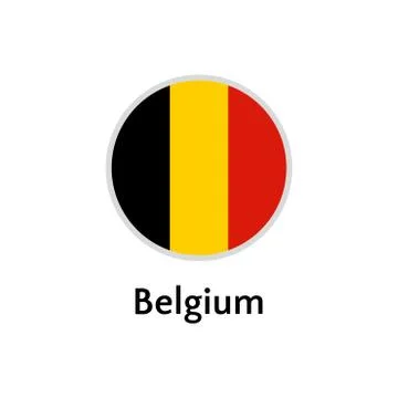 Belgium flag round flat icon Stock Illustration