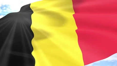 Belgium Flag Seamless Loop 4k 60fps on Sky Background Stock Footage 341556103