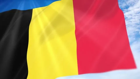 Belgium Flag Seamless Loop 4k 60fps on Sky Background Stock Footage 341681237