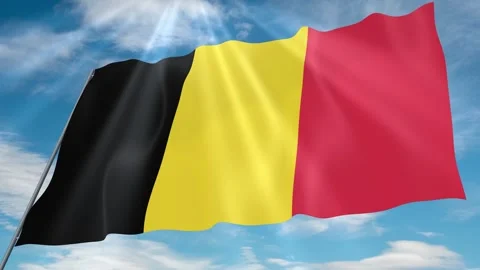 Belgium Flag Seamless Loop 4k 60fps on Sky Background Stock Footage 341754762