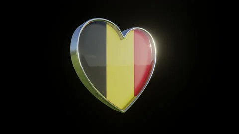 Belgium Flag in the Shape of 3D Heart. Stock Footage 133045605