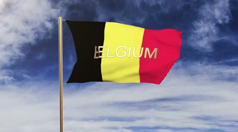 Belgium flag with title waving in the wind. Looping sun rises style.  Animation Stock Footage 47886000