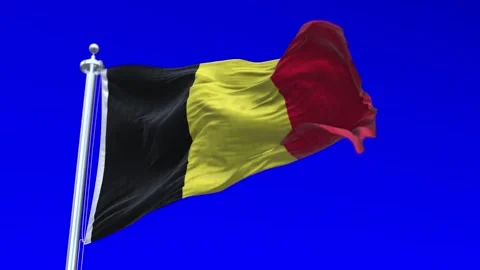 Belgium Flag Waving in Loopable and Textured green screen background Stock Footage 296876464