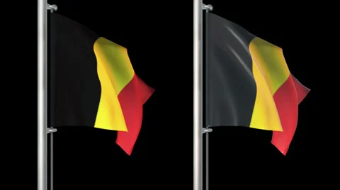 Belgium flags loop pack 3 in 1 with alpha screen and loop 7sec Stock Footage 36729210