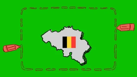 Belgium - Hand-Drawn Animation - rectangle pencil red Stock Footage 97980108