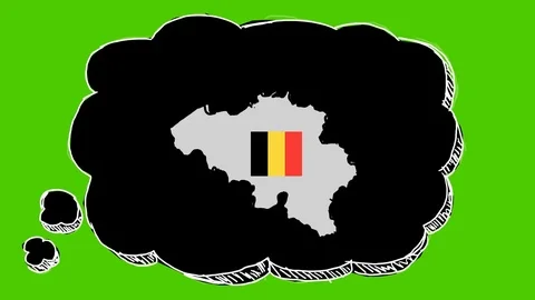 Belgium - Hand-Drawn Animation - thinking bubble black Stock Footage 97980220