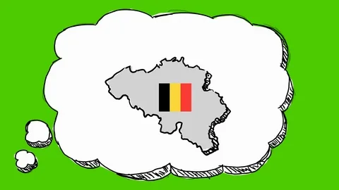 Belgium - Hand-Drawn Animation - thinking bubble white Video stock 97980247