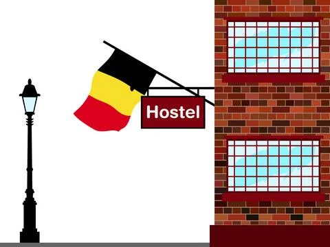 Belgium Hostels Vector Illustration Stock-Illustration