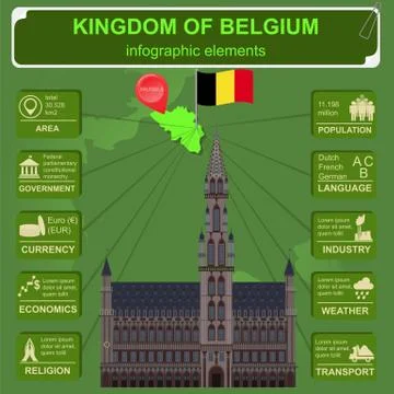 Belgium infographics, statistical data, sights. Stock Illustration