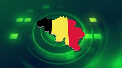 Belgium Map and Flag Background Stock Footage 344026723