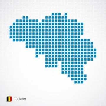 Belgium map and flag icon Stock Illustration