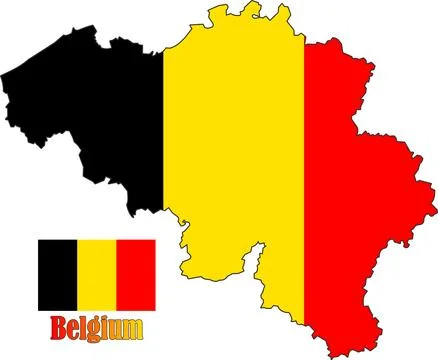 Belgium Map and Flag Stock Illustration
