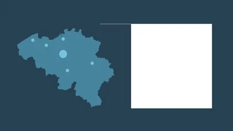 Belgium map animation with map of Europe, cities and text placeholder. Stock Footage