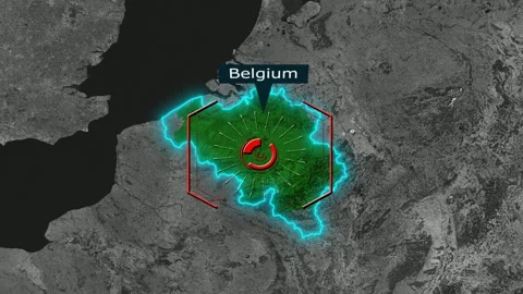 Belgium Map - Cyber Attack Stock Footage 268702780