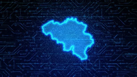 Belgium Map Digital Technology Opener Stock Footage 335080796