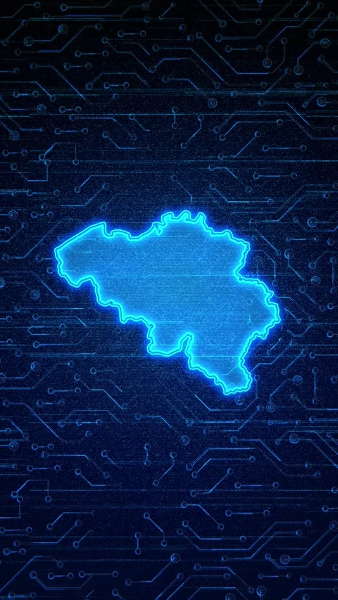 Belgium Map Digital Technology Opener 스톡 동영상 336310896