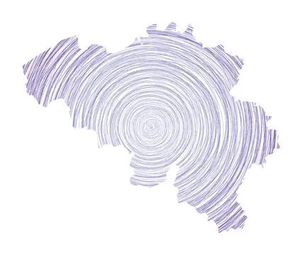 Belgium map filled with concentric circles. Sketch style circles in shape o.. Stock-Illustration