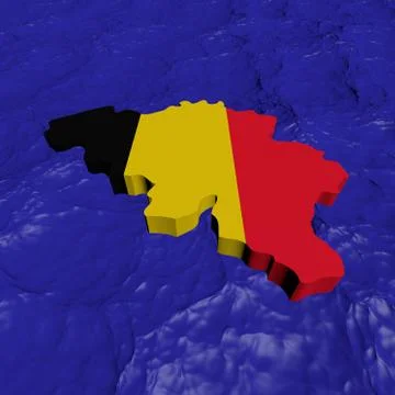 Belgium map flag in abstract ocean illustration Ilustração Stock