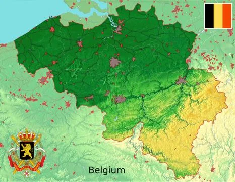 Belgium map flag coat Stock Illustration