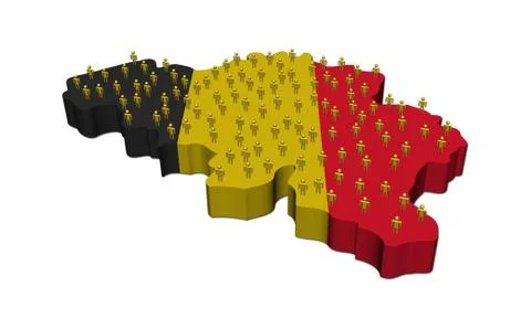 Belgium map flag with many abstract people illustration Stock Illustration