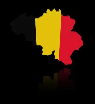 Belgium map flag with reflection illustration Stock Illustration