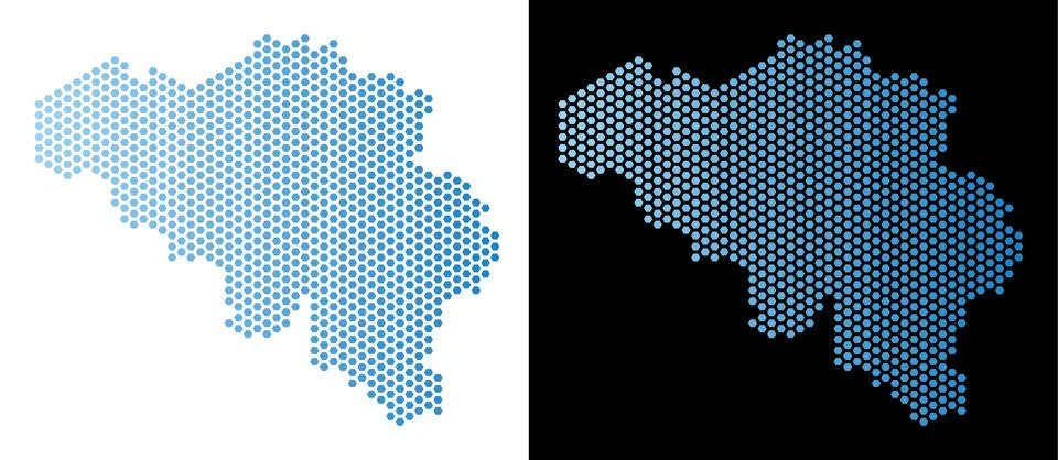 Belgium Map Hex-Tile Scheme Ilustração Stock