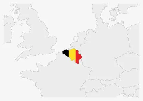 Belgium map highlighted in Belgium flag colors Иллюстрация