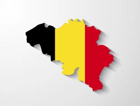 Belgium map with shadow effect Stock Illustration