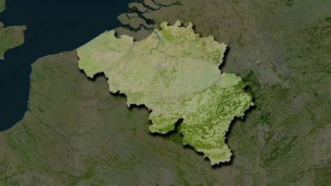 Belgium map - solid. Shadow. Satellite. Stock Footage 147505861